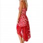 Red Hollow Lace Nude Illusion Hi-low Party Dress Spaghetti Strap Maxi Female Sundress SYD35A