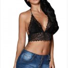 Sheer Scalloped Lace Halter Bralette Top Sexy Ladies Plunge V Neck Crop Bra Top Garment SYD36A