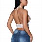 White Sheer Scalloped Lace Halter Bralette Top Sexy Ladies Plunge V Neck Crop Bra Top Garment SYD36B