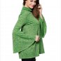 Green Flared Bell Sleeve Knit Blouse Long Sleeve High Neck Autumn Tops Fashion Clothing SYD38A