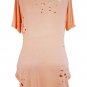 Pink Crisscross Neckline Distressed T-shirt Lace Up Cross V Neck Slim Solid Time Wear Tops SYD44D