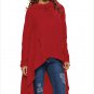 Red Plain Drawstring Irregular Oversize Hoodie Woman Long Sleeve Autumn Tops Sweater SYD46F