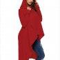 Red Plain Drawstring Irregular Oversize Hoodie Woman Long Sleeve Autumn Tops Sweater SYD46F