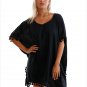 Black Pom Tassel Hem Gauze Cover up Bikini Bathing Suit Beach Trim Swimsuit Holiday Dress SYD48C