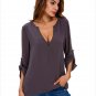 Gary V-Neck Button Detail Dip Back Blouse Top Long Sleeve Autumn Fashion Female Casual Top SYD49C