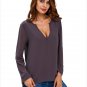 Gary V-Neck Button Detail Dip Back Blouse Top Long Sleeve Autumn Fashion Female Casual Top SYD49C