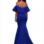 Royal Blue Ruffle Off Shoulder Ponti Maxi Party Dress Mermaid Floor Length Pure Evening SYD58A