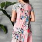 Pink Backdrop Floral Print A-line Loose T-shirt Dress Casual Summer Fashion Style Garment SYD60B