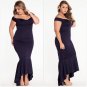 Navy Dark Blue Off-shoulder Mermaid Jersey Evening Dress Sexy Party Gown Clubwear Dresses SYD62A