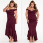 Maroon Dark Blue Off-shoulder Mermaid Jersey Evening Dress Sexy Party Gown Clubwear Dresses SYD62B