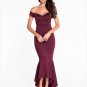 Maroon Dark Blue Off-shoulder Mermaid Jersey Evening Dress Sexy Party Gown Clubwear Dresses SYD62B