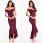 Maroon Dark Blue Off-shoulder Mermaid Jersey Evening Dress Sexy Party Gown Clubwear Dresses SYD62B