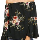 Summer New Sexy Women Fashion Chiffon Blouse Loose Style Floral Off Shoulder Bell Sleeve Top SYD76C