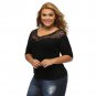 Plus Off Shoulder V Lace Neckline Spliced Curve 34 Sleeve Top Sexy Elegant Woman Blouse SYD78