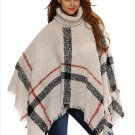 Women Sweater Turtleneck Full Batwing Sleeve Pullover Sweater Tassel Cape Sweater Laced SYD80C