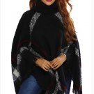 Women Sweater Turtleneck Full Batwing Sleeve Pullover Sweater Tassel Cape Sweater Laced SYD80E