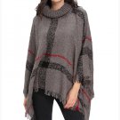 Women Sweater Turtleneck Full Batwing Sleeve Pullover Sweater Tassel Cape Sweater Laced SYD80F