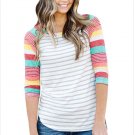 Floral Print Raglan Sleeve Top Fashion Three Quarter Casual T-Shirt Female Summer Clothing SYD83A