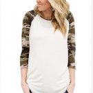 Floral Print Raglan Sleeve Top Fashion Three Quarter Casual T-Shirt Female Summer Clothing SYD83D