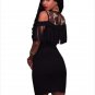 Black Floral Mesh Yoke Fringe Bodycon Mini Dress Party Dresses Short Robe Moulante SYD85