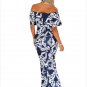 Off the shoulder Maxi Dresses Summer Holiday Party Print Gowns Vestido Dress Largo Robes SYD86E
