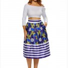 Prints High Waist A-lined Midi Skirt Elegant Vintage Fashion Pleated Skirts Modern Dresses SYD91D