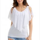 Women Chiffon Shirts Cold Shoulder Flutter Top Blouses loose Female Slim Casual Blusas SYD93A