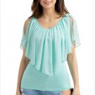 Women Chiffon Shirts Cold Shoulder Flutter Top Blouses loose Female Slim Casual Blusas SYD93C