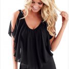 Women Chiffon Shirts Cold Shoulder Flutter Top Blouses loose Female Slim Casual Blusas SYD93E