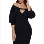New women Dress Puffs Peep Hole Off Shoulder Midi Bodycon Dress Fashion Ladies Clubwear SYD94A