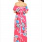 Women Flower Print Off Shoulder Dress Summer Beach Long Boho Dress Ruffles Slash Neck SYD95A