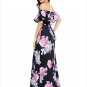 Women Flower Print Off Shoulder Dress Summer Beach Long Boho Dress Ruffles Slash Neck SYD95D