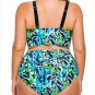 XL-4XL Plus Size Black Floral Print High Waist Bikini Swimsuit Sexy Lady Bandage Swimwear SYD98B