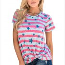 Summer New Fashion Plus Size Women Retro Style Floral Short Sleeve Knot Top SYD99A