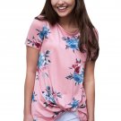 Summer New Fashion Plus Size Women Retro Style Floral Short Sleeve Knot Top T-SHIRT SYD99B