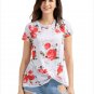 Summer New Fashion Plus Size Women Retro Style Floral Short Sleeve Knot Top T-SHIRT SYD99F