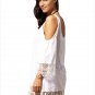 Beachwear Summer Women See Through Lacy Crochet Trim Crinkle Cold Shoulder Beach Mini Dress SYD100A