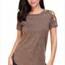 Summer Fashion Style Women's Casual Date Top Crisscross Detail Short Sleeve T-shirt SYD104E