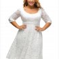 New Elegant Large Size Lace Dresses Floral Lace Sleeved Fit and Flare Curvy Dress SYD105A