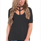 Summer New Fashion Sexy Women Plus Size Clothing Cutout Choker Detail Short Sleeve T-shirts SYD115A