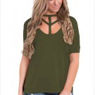 Summer New Fashion Sexy Women Plus Size Clothing Cutout Choker Detail Short Sleeve T-shirts SYD115B