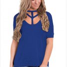 Summer New Fashion Sexy Women Plus Size Clothing Cutout Choker Detail Short Sleeve T-shirts SYD115C