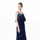 Floral Print Casual Maxi Spaghetti Strap Beach Dress Sexy Bufferfly Elegant Women Dresses SY120A