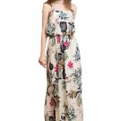Floral Print Casual Maxi Spaghetti Strap Beach Dress Sexy Bufferfly Elegant Women Dresses SY120B
