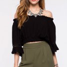 New Summer Blouses Women Slash Neck Crops Top Female Party Sexy Hollow Out Tank Tops Shirts SY123B