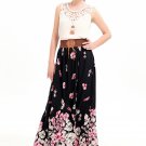 Fashion Sashes Women Girl Long Beach Skirts Flower Print Bottoms Spring Summer Boho Skirt SY128B