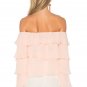 Ruffles Spliced Blouses Off Shoulder Long Butterfly Sleeve Chiffon Shirts Summer Tops Blusas SY135A