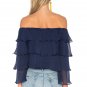 Ruffles Spliced Blouses Off Shoulder Long Butterfly Sleeve Chiffon Shirts Summer Tops Blusas SY135B