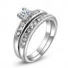 Shinning Crystal Zircon Women Wedding Ring Set Bridal Double Finger Ringen Jewelry Gift SY151