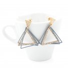 Pink Blue Crystal Personality Geometric Triangle Simulated Pearl Stud Earrings Jewelry SY157